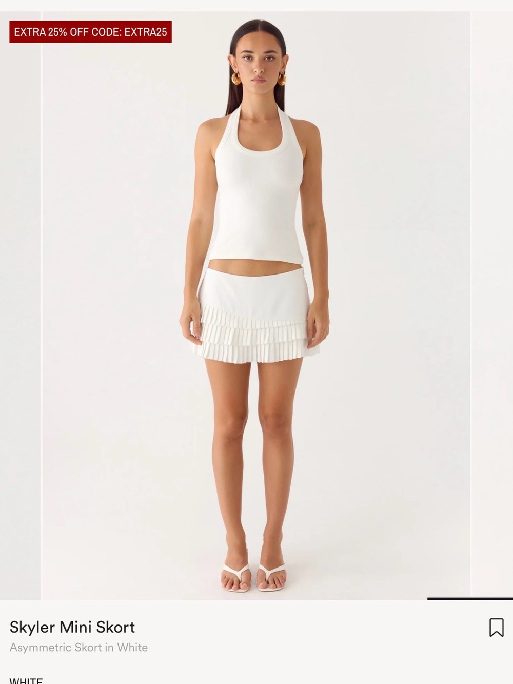 Peppermayo White Skyler Mini Skort with Pleated Hem